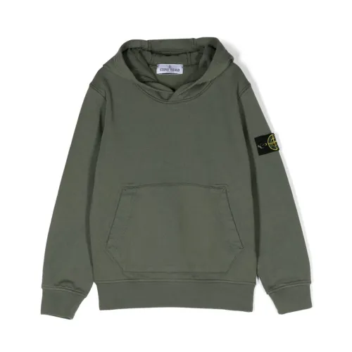 Stone Island , Olive Green Hooded Sweater ,Green male, Sizes: