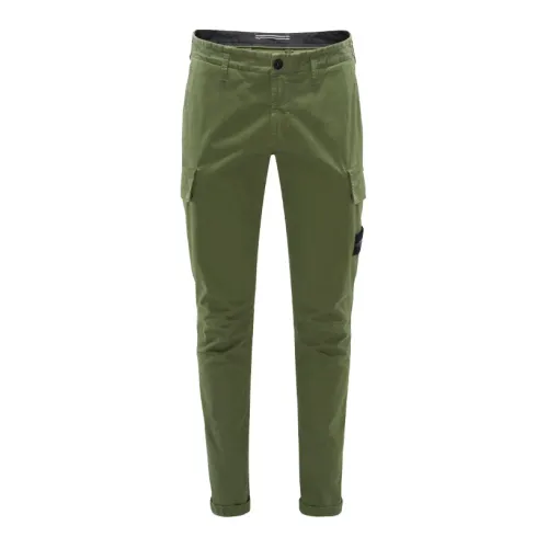 Stone Island , Olive Green Stretch Cargo Trousers ,Green male, Sizes: