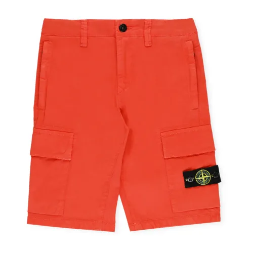 Stone Island , Orange Cotton Bermuda Shorts for Boys ,Orange male, Sizes: