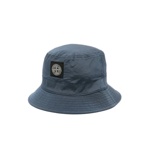 Stone Island , Patch Logo Bucket Hat in Blue ,Blue unisex, Sizes: