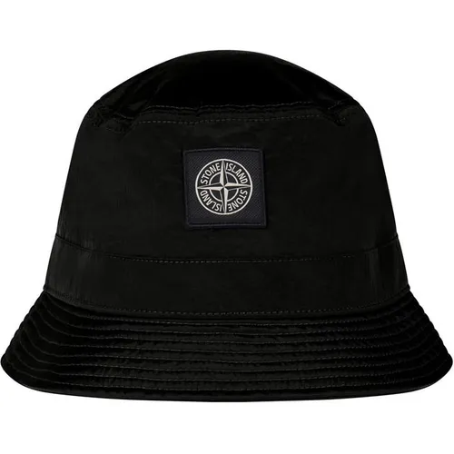STONE ISLAND Patch Logo Nylon Metal Bucket Hat - Black