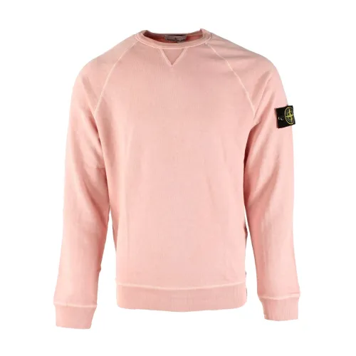 Stone Island , Pink Cotton Sweater for Men ,Pink male, Sizes:
