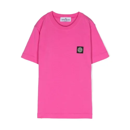 Stone Island , Pink T-shirts and Polos with Logo Patch ,Pink male, Sizes: