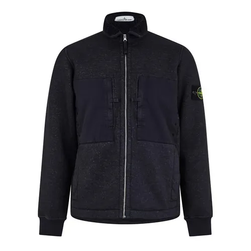 STONE ISLAND Plated Terry Zip Through - Blue