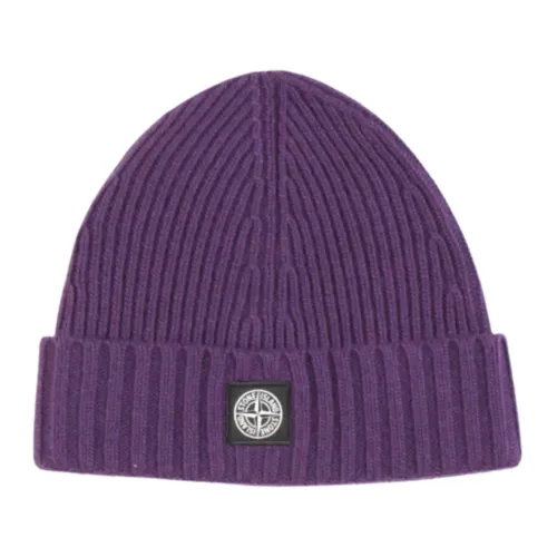 Stone Island , Purple Wool Beanie Hat ,Purple male, Sizes: