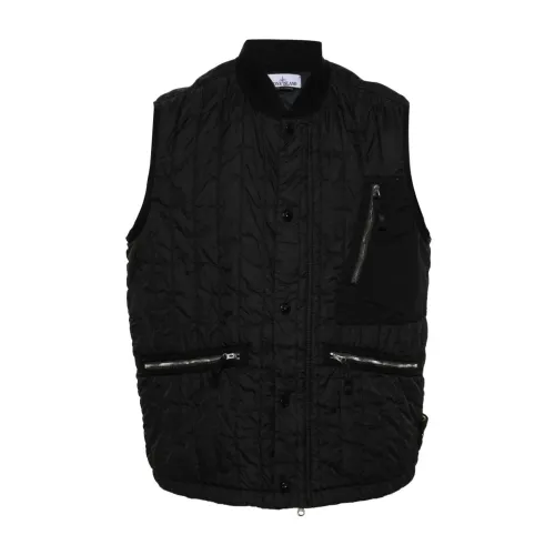 Stone Island , Quilted Padded Gilet with Star Motif ,Black male, Sizes: