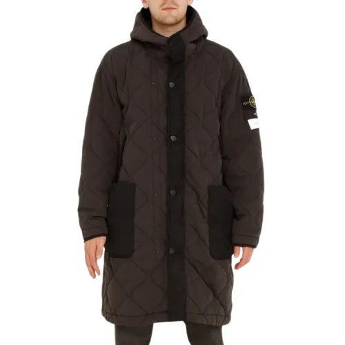 Stone Island , Quilted-TC Lead Hooded Parka ,Brown male, Sizes: