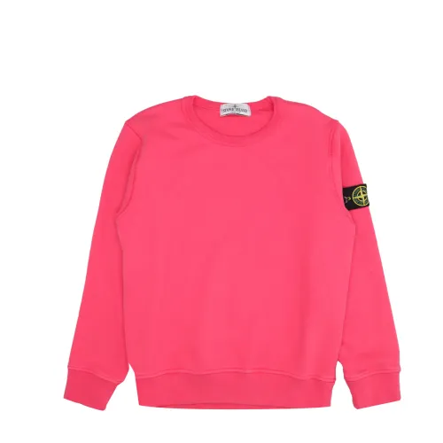 Stone Island , Red Cotton Sweatshirt with Logo Patch ,Pink male, Sizes: