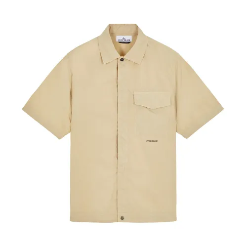 Stone Island , Short Sleeve Shirt (Sand) ,Beige male, Sizes: