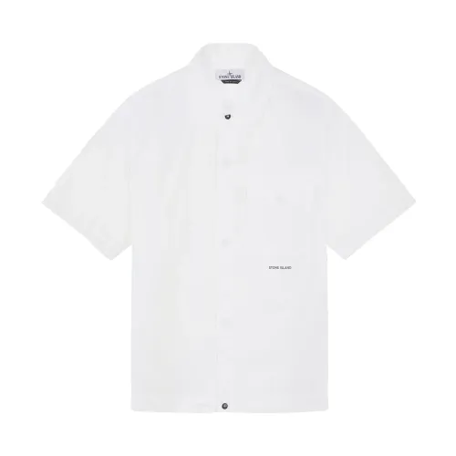 Stone Island , Short Sleeve Shirt (White) ,White male, Sizes: