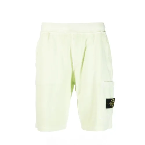 Stone Island , Shorts In Cotton Fleece Light Green ,Green male, Sizes: