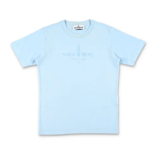 Stone Island , Stamp Logo Tee New Collection ,Blue male, Sizes: