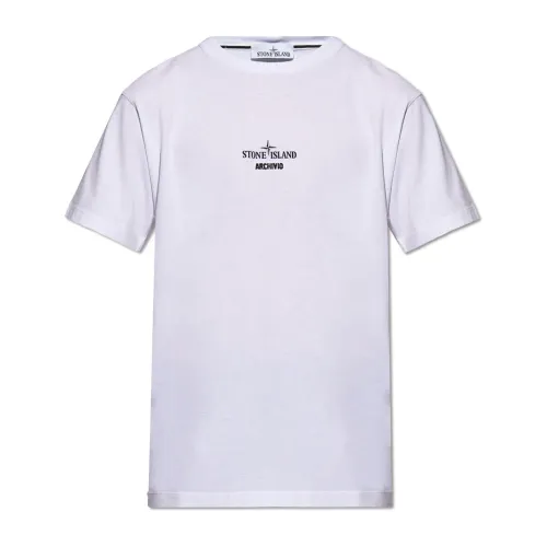 Stone Island , T-shirt with logo ,White male, Sizes: