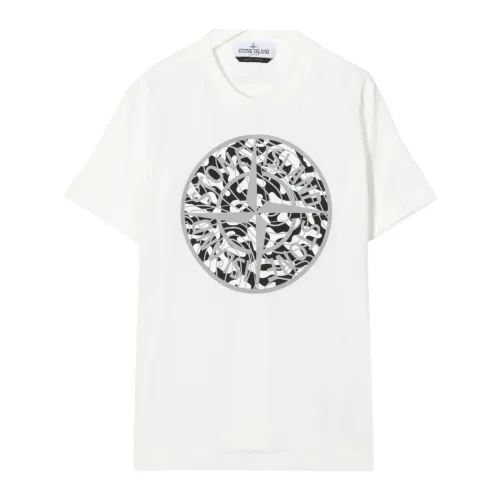 Stone Island , White Kids T-shirt with Maxi Logo ,White male, Sizes: