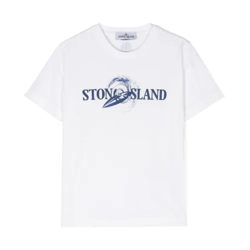 Stone Island , White T-shirts and Polos ,White male, Sizes: