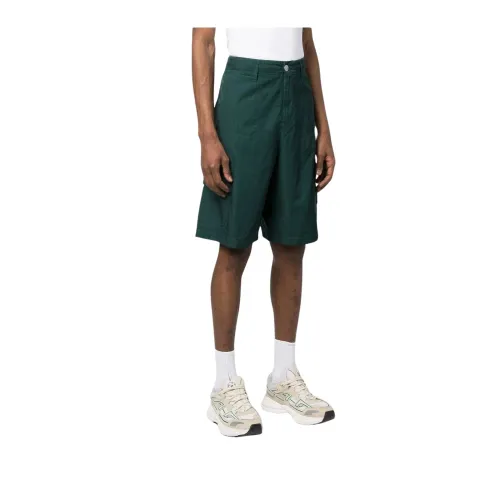 Stone Island , Wide Leg Cotton Shorts in Green ,Green male, Sizes: