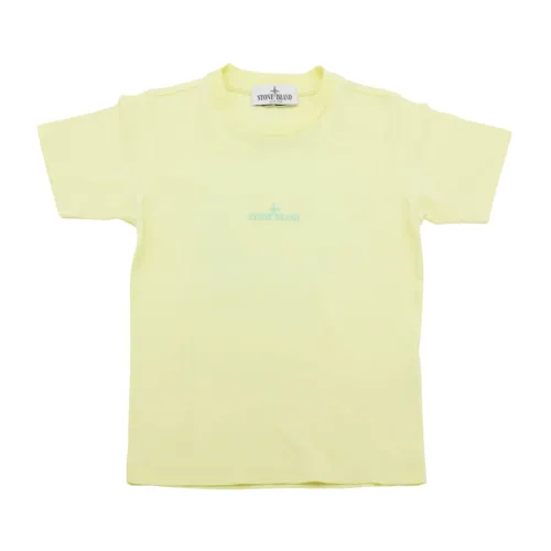 Stone Island , Yellow Kids T-shirt with Logo Print ,Yellow male, Sizes: