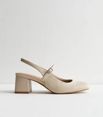 Stone Square Toe Block Heel Court Shoes New Look