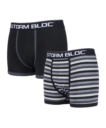 Storm Bloc - 2 Pairs Mens Cotton Boxer Trunks - Black