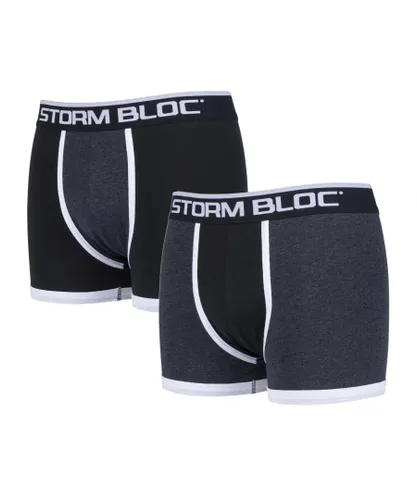 Storm Bloc - 2 Pairs Mens Cotton Boxer Trunks - Black