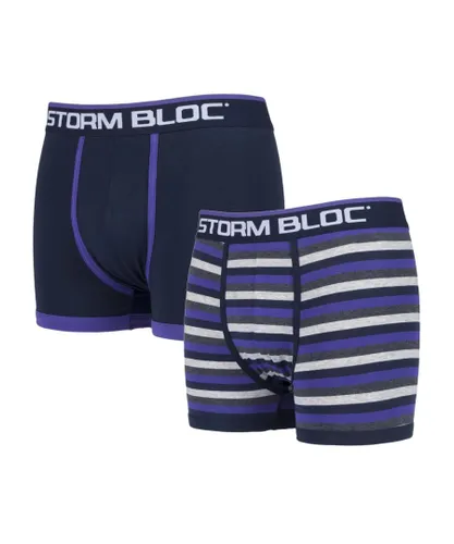 Storm Bloc - 2 Pairs Mens Cotton Boxer Trunks - Indigo Blue