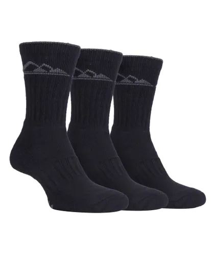 Storm Bloc 3 Pairs Mens Heavy Cushioned Breathable Outdoor Cotton Hiking Socks - Black