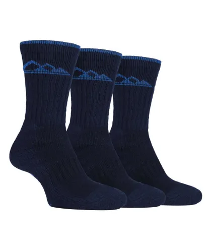 Storm Bloc 3 Pairs Mens Heavy Cushioned Breathable Outdoor Cotton Hiking Socks - Blue