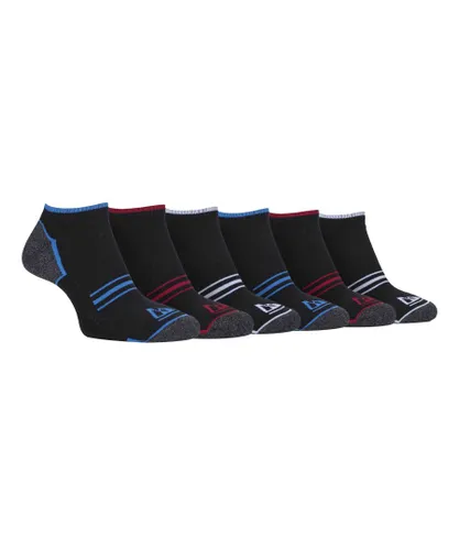 Storm Bloc 6 Pairs Mens Breathable Cushioned Sole Running Low Cut Trainer Socks - Black Cotton