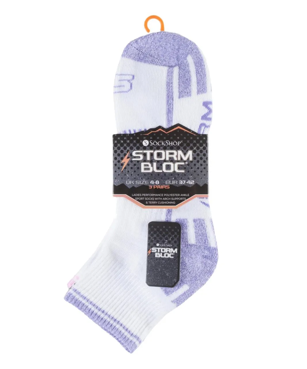 Storm Bloc Womens - 3 Pairs Ladies Sport Ankle Socks - White