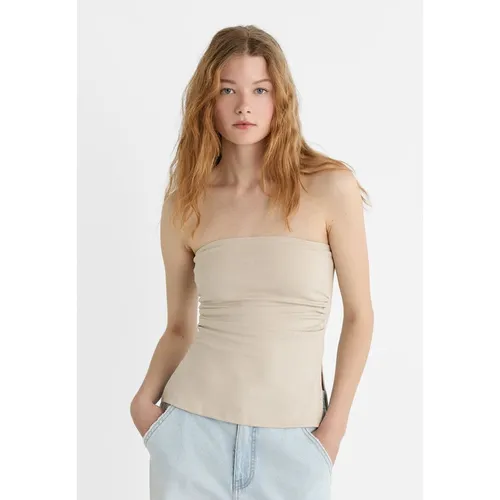 Stradivarius Bandeau top with side vents  Stone