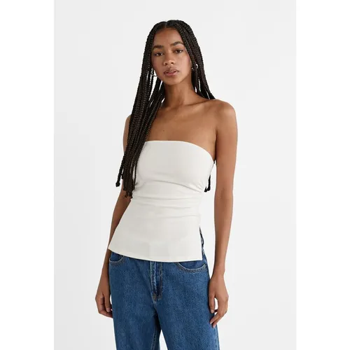 Stradivarius Bandeau top with side vents  White