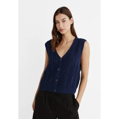Stradivarius Buttoned knit gilet-style top  Navy blue