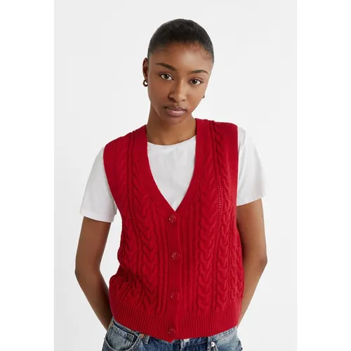 Stradivarius Buttoned knit gilet-style top  Red