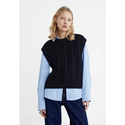 Stradivarius Cable-knit vest  Navy blue