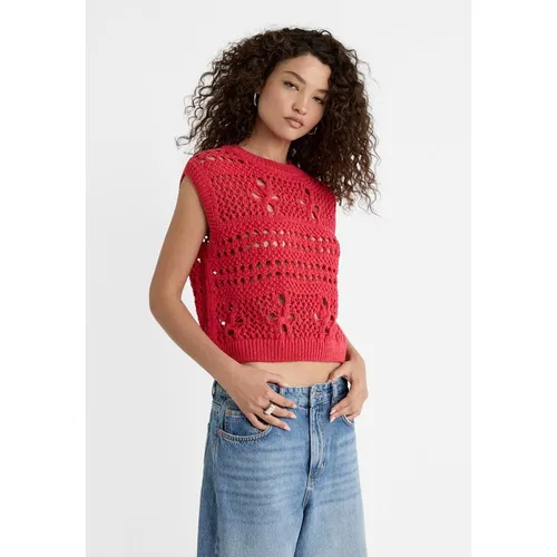 Stradivarius Crochet-effect knit vest  Red