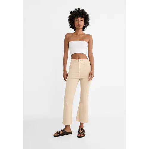 Stradivarius D78 cropped twill flared jeans  Stone
