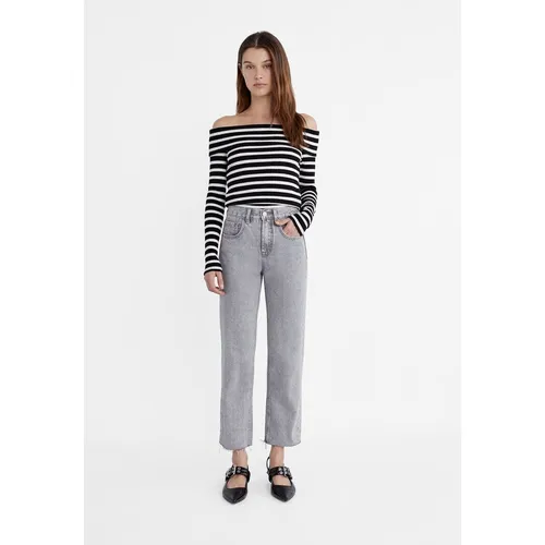 Stradivarius D96 cropped straight-fit jeans  Pearl Grey