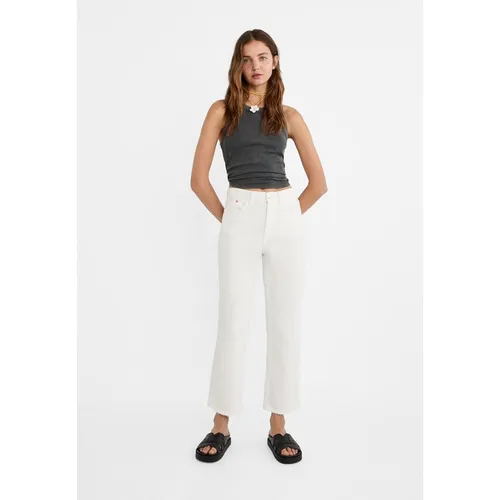 Stradivarius D96 cropped straight-fit jeans  White