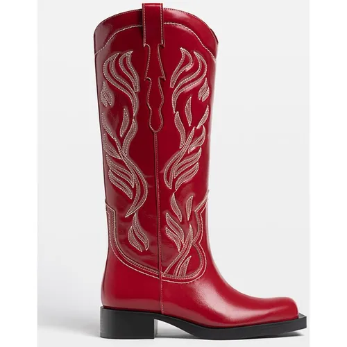Stradivarius Flat cowboy boots  RED