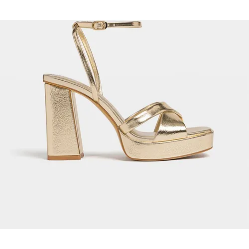 Stradivarius High-heel platform sandals  GOLD