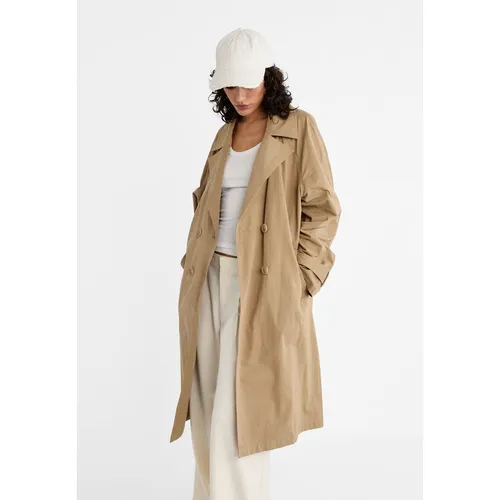 Stradivarius Long trench coat with double-breasted buttons  Caramel