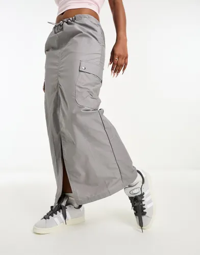 Stradivarius maxi cargo skirt in light grey
