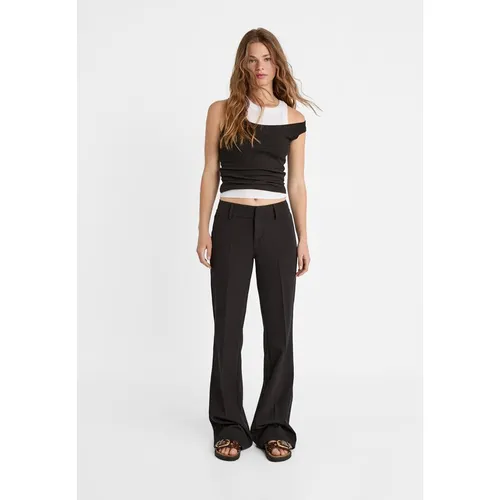 Stradivarius Relaxed fit tailored flared trousers  Black