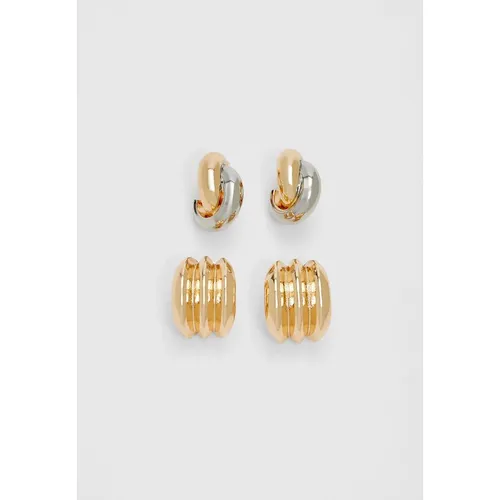Stradivarius Set of 2 mini hoop earrings  Gold M