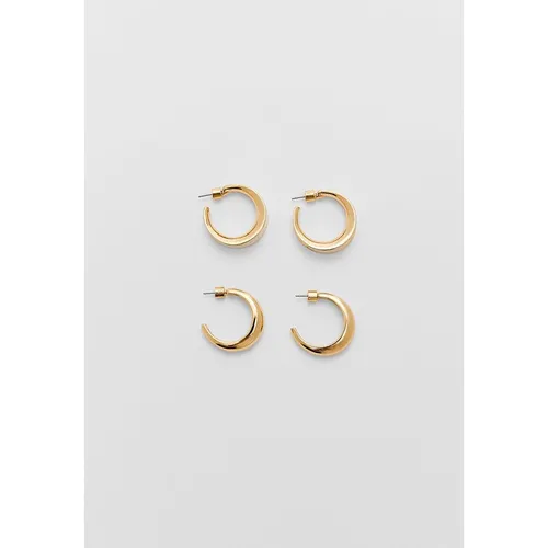 Stradivarius Set of 2 pairs of enamelled hoop earrings  Gold M