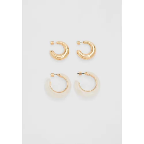 Stradivarius Set of 2 pairs of resin hoop earrings  Gold M