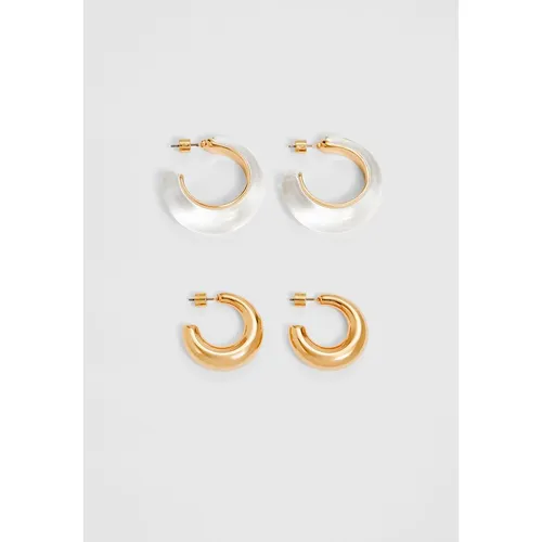 Stradivarius Set of 2 transparent hoop earrings  Gold M