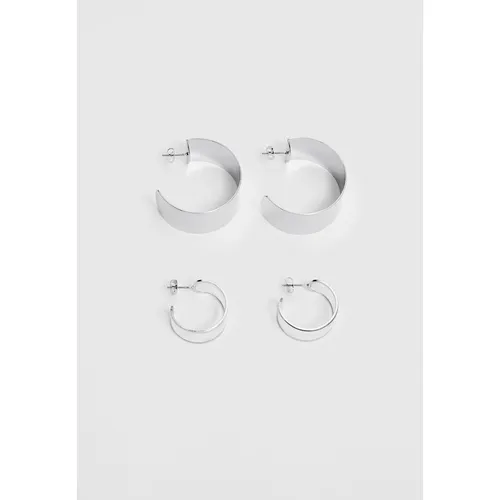 Stradivarius Set of 2 transparent hoop earrings  Grey M