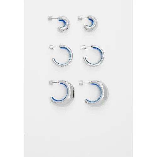 Stradivarius Set of coloured 3 hoop earrings  Blue M