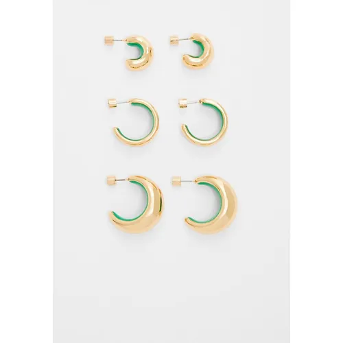 Stradivarius Set of coloured 3 hoop earrings  Green M
